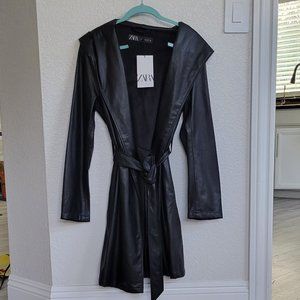 Zara black leather trench coat